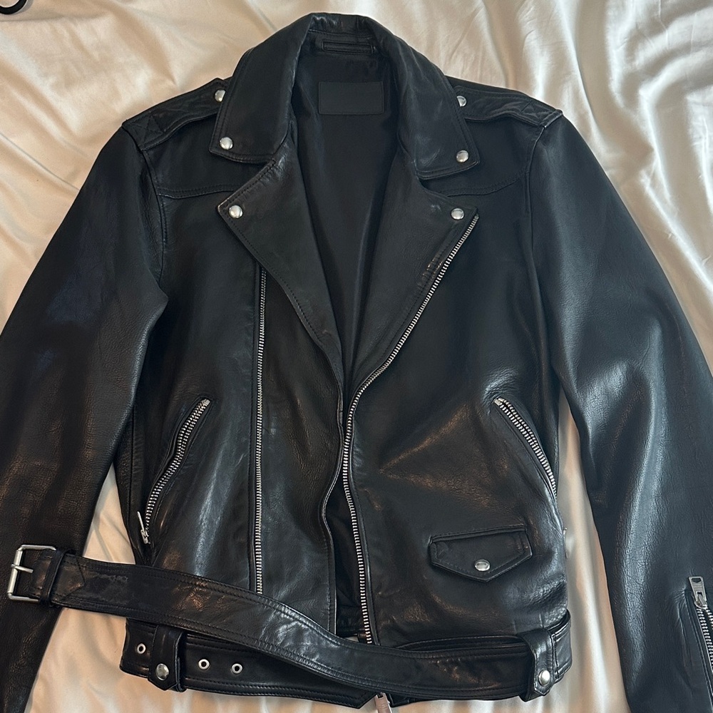 All Saints Black Leather Jacket Worn A Couple Times
